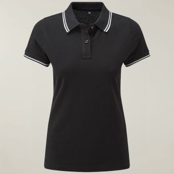 Womens Short Sleeve Tipped Collar Polo Shirt