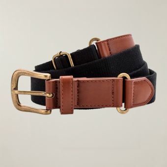 Black Faux Leather & Canvas Belt