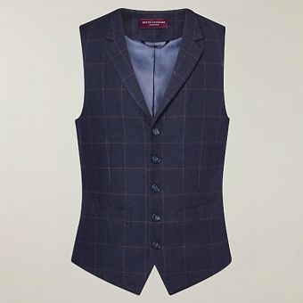Navy Check Mens Memphis Waistcoat