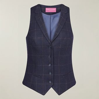 Navy Check Womens Nashville Waistcoat