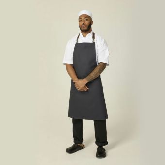 Slate Grey Bib Apron w/ Adjustable Leather Strap
