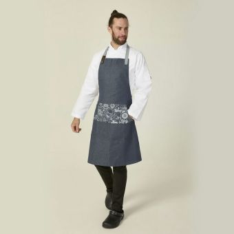 OH Vs Fat Punk Studio - Indigo Denim Adjustable Bib Apron with Bespoke Pocket Design