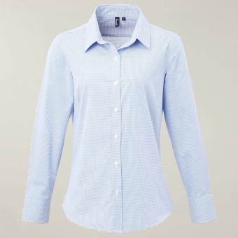 Womens Long Sleeve Gingham Blouse
