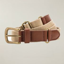 Khaki Faux Leather & Canvas Belt