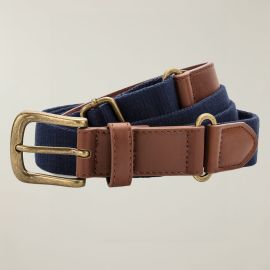 Navy Faux Leather & Canvas Belt