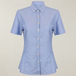 Womens Short Sleeve Oxford Blouse