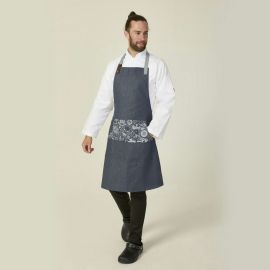 OH Vs Fat Punk Studio - Indigo Denim Adjustable Bib Apron with Bespoke Pocket Design