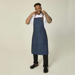 Navy Adjustable Bib Apron With Leather Strap