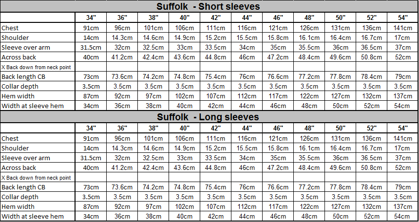 Suffolk Size Guide Suffolk Size Guide